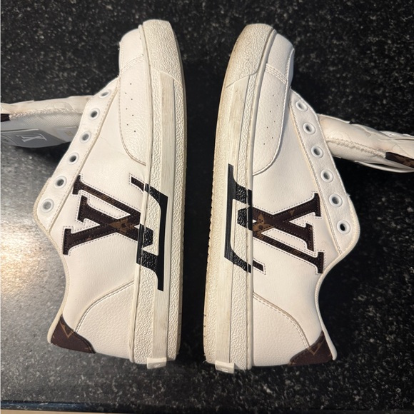 Louis Vuitton White and Brown Sneakers - Picture 6 of 9